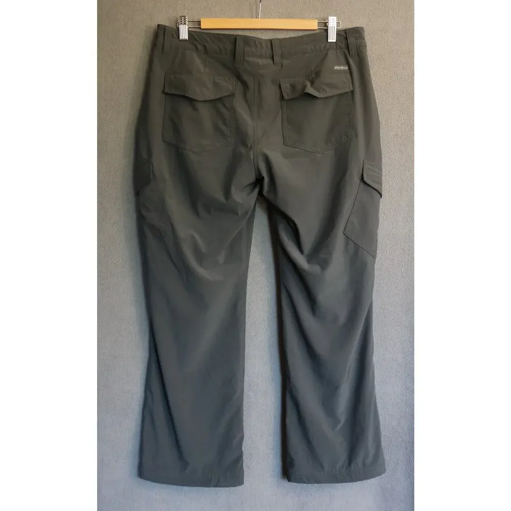 EDDIE BAUER Insulated Pants Womens Petite 12 Gray Faux Fleece Lined Cargo Hiking - Picture 2 of 14